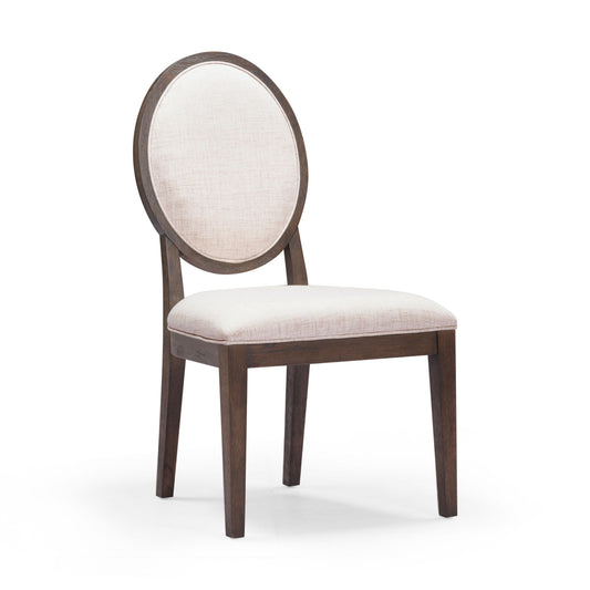Mila Dark Brown and Beige Performance Fabric Dining Chair - Set of 2