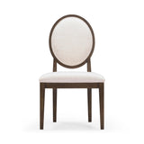 Mila Dark Brown and Beige Performance Fabric Dining Chair - Set of 2