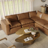 Cali 5-Piece Brown Leather Modular L-Sectional