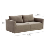 Willow 74" Performance Velvet Modular Loveseat