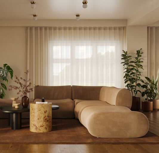 Zenith Latte Brown Performance Velvet Ottoman