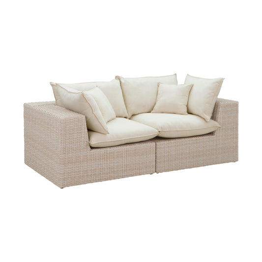 Cali Natural Performance Fabric & Natural Wicker Modular Outdoor Loveseat