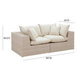 Cali Natural Performance Fabric & Natural Wicker Modular Outdoor Loveseat
