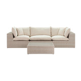 Cali Natural Performance Fabric & Natural Wicker Modular Outdoor Sofa
