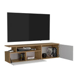 Selma Floating 63" Wide TV Stand with Two Cabinets, Six Open Shelves, Wall-Mounted Entertainment Center with Cable Management, Modern Media Console for Living Room Organizing and Home Decor