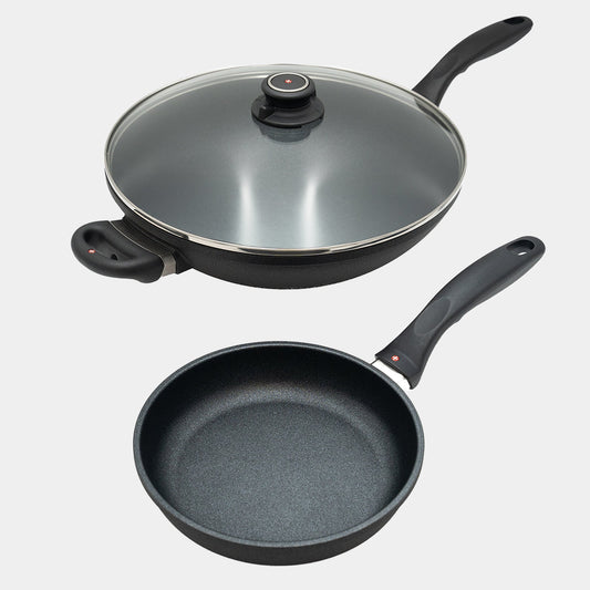 XD Nonstick 8" Fry Pan & 12.5" Wok with Glass Lid Set | Made in Switzerland