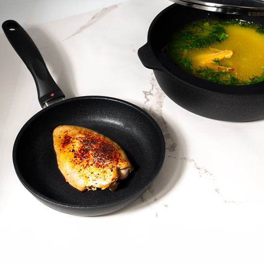XD Nonstick 8" Fry Pan and 3.8 qt Saute Pan with Glass Lid Set | Made in Switzerland