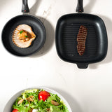 XD Nonstick 8" Fry Pan and 9.5"x 9.5" Grill Pan Set | Made in Switzerland