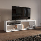 Suxta 63" Wide TV Stand with Three Open Shelves, Three Bottle Cubbies, Cable Management, Modern Bar TV Console for Living Room, Media Storage, Entertainment Center for TVs up to 65", Stylish Home Furniture