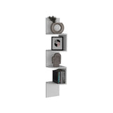 TUHOME Rosset Corner Shelf with Full-Wall Vertical Design and Multiple Floating Shelves Offering Space-Saving Decorative Display and Modern Storage Functionality in Durable Engineered Wood for Contemporary Home Interiors
