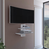 TUHOME Burgos Floating Shelf Two-Tier Wall Mounted Storage Unit with Wide Display Platforms, Integrated Cable Management System and Modern Space-Saving Design in Durable Engineered Wood for Home or Office Use