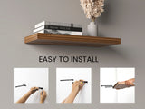 TUHOME Ecco 31.5-Inch Floating Shelves Set of Two with Hidden Brackets, Modern Wall-Mounted Shelves for Bedroom, Bathroom or Living Room Décor, Minimalist Display and Storage Solution for Books, Photos and Accessories