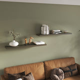 TUHOME Ecco 47-Inch Floating Wall Shelves Set of Two with Hidden Brackets, Modern Space-Saving Display and Storage Solution for Living Rooms, Bedrooms, Bathrooms or Offices, Minimalist Shelves for Décor and Organization