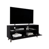 Patrick TV Stand with Two Doors and Open Storage Shelves, Modern Entertainment Center for TVs Up to 65 Inches, Stylish Media Console with Rich Kronos Wengue Finish and Functional Storage for Media Devices and Décor