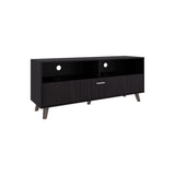 Patrick TV Stand with Two Doors and Open Storage Shelves, Modern Entertainment Center for TVs Up to 65 Inches, Stylish Media Console with Rich Kronos Wengue Finish and Functional Storage for Media Devices and Décor