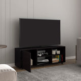 Adel 51" Wide TV Stand with One Door Cabinet, Four Open Shelves, Modern Media Console with Cable Management for Living Room, Entertainment Center for TVs up to 60", Stylish Storage for TV Room & Home Decor