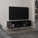 TUHOME Vulcan 63" Wide Modern TV Stand with One Cabinet, Three Open Shelves and Cable Management, Stylish Entertainment Console for 70" TV, Living Room Media Unit with Storage for Devices, Decor and Accessories