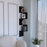 TUHOME Rosset Corner Shelf with Full-Wall Vertical Design and Multiple Floating Shelves Offering Space-Saving Decorative Display and Modern Storage Functionality in Durable Engineered Wood for Contemporary Home Interiors
