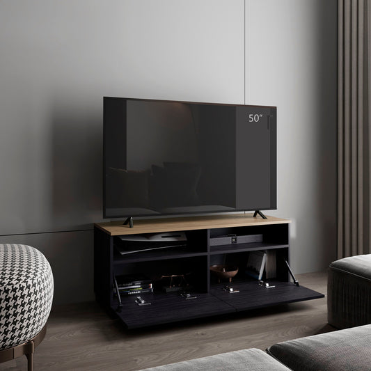 Colman Modern TV Stand with Open Shelves and Compact Profile, Minimalist Media Console for Living Room, Bedroom, or Entertainment Space, Low-Profile TV Table with Storage for Media Devices and Decor