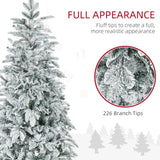 HOMCOM 6' Artificial Flocked Christmas Trees, with Snow Frosted Branches, Auto Open, Steel Base