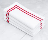 Red Double Line Embroidery Napkins