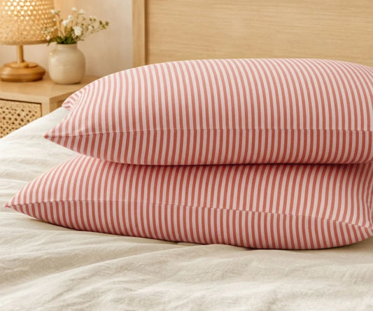 Linen pillowcase - Red stripe