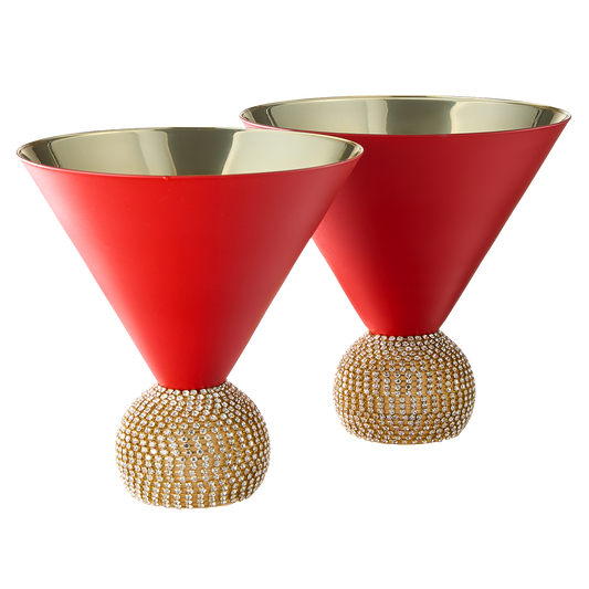 The Wine Savant Diamond Studded Martini Glasses Set of 2