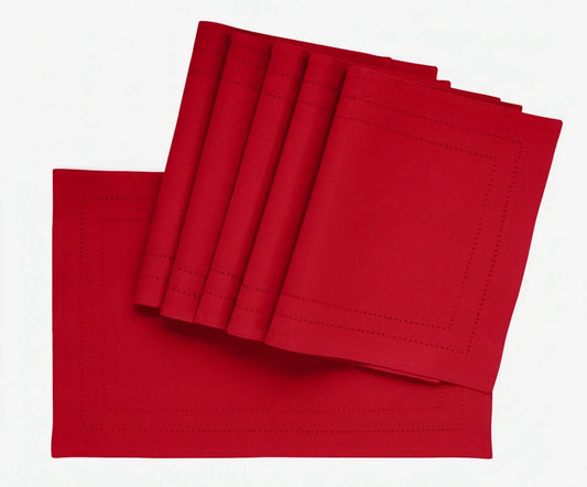 Red Rectangle Placemats - Double Hemstitched