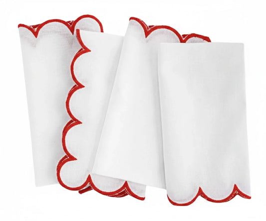 Red Fabric Napkins - Scalloped