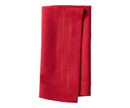 Red Double Hemstitch Linen Napkins