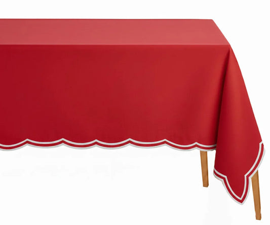 Red and White Tablecloth - Embroidery Edges