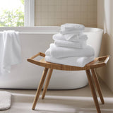 6pcs 100% Cotton Quick-Dry Ribbed Towel Set, White