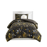 Celestial Gold Starry Sky Metallic Comforter Set, Charcoal