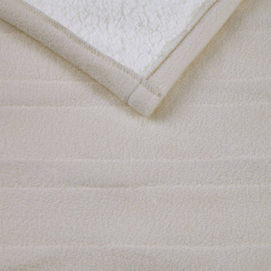 Heated 50x60" Fleece Sherpa Electric Throw Blanket, Ivory