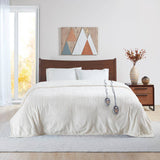 Heated Plush and Berber Electric Bedding Blanket, Ivory