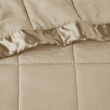 Oversized Down Alternative Blanket with Satin Trim, Taupe