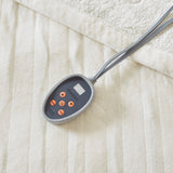 Heated Plush and Berber Electric Bedding Blanket, Ivory