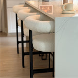 Rola Beige Upholstered Counter Stool with Arms (Set of 2)