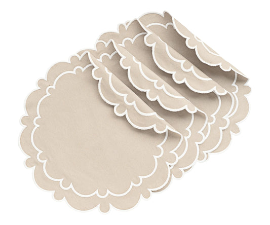 Scalloped Placemats - Light Beige