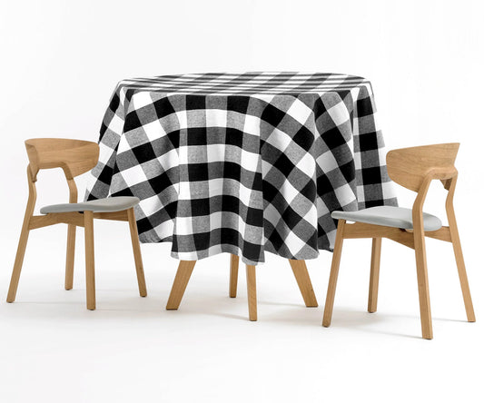 Black Round Tablecloth - Cotton Table Cover