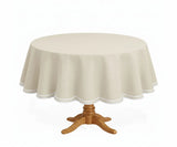 Round Cotton Tablecloth - White Scalloped