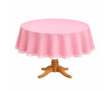 Round Cotton Tablecloth - White Scalloped