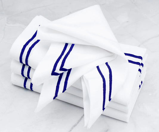 Royal Blue Double Line Embroidery Napkins