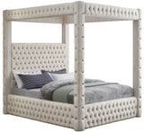 Royal Velvet Canopy Bed – Luxurious Contemporary Design with Deep Tufting for Elegant Bedrooms