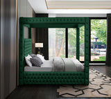 Royal Velvet Canopy Bed – Luxurious Contemporary Design with Deep Tufting for Elegant Bedrooms