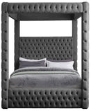 Royal Velvet Canopy Bed – Luxurious Contemporary Design with Deep Tufting for Elegant Bedrooms