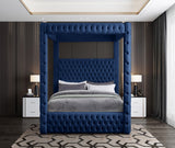 Royal Velvet Canopy Bed – Luxurious Contemporary Design with Deep Tufting for Elegant Bedrooms