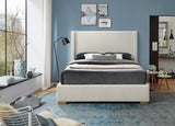 Royce Mid Century Modern Bed with Wingback Headboard and Stylish Gold & Chrome Legs for Elegance