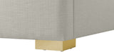 Royce Mid Century Modern Bed with Wingback Headboard and Stylish Gold & Chrome Legs for Elegance
