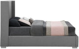 Royce Mid Century Modern Bed with Wingback Headboard and Stylish Gold & Chrome Legs for Elegance